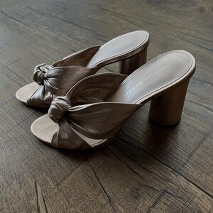 LOEFFLER RANDALL Coco Knotted Metallic Leather Heels (Size 7.5)